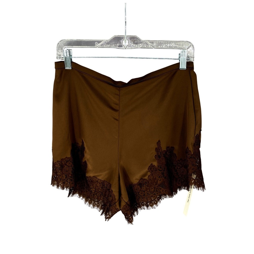 Reformation Fern Satin Short Pinecone Brown Lace Trim High Rise Size S NWT - Picture 3 of 15